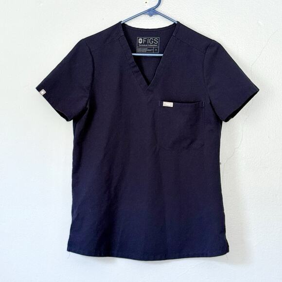 Figs Tops - Figs Scrub Top Small Navy Blue Caterina One Pocket Short Sleeve Technical